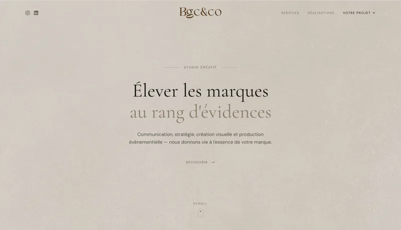 Page d'accueil du studio créatif Bgc&Co