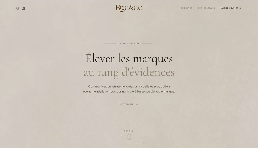 Page d'accueil du studio créatif Bgc&Co