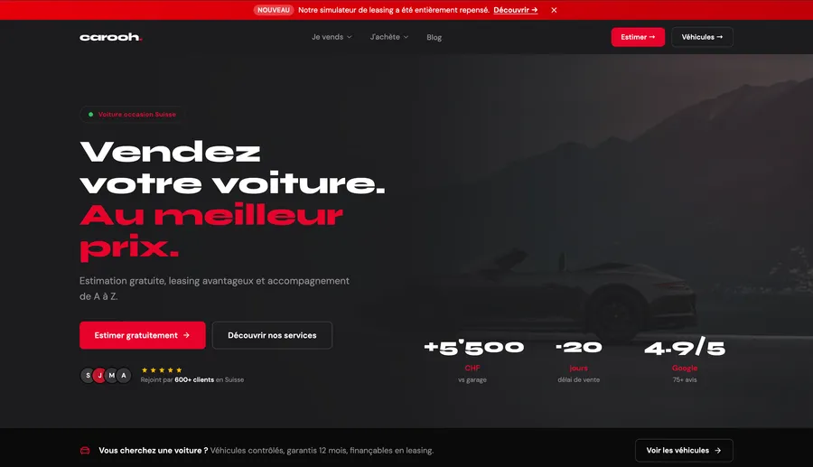 Page d’accueil du site carooh.ch